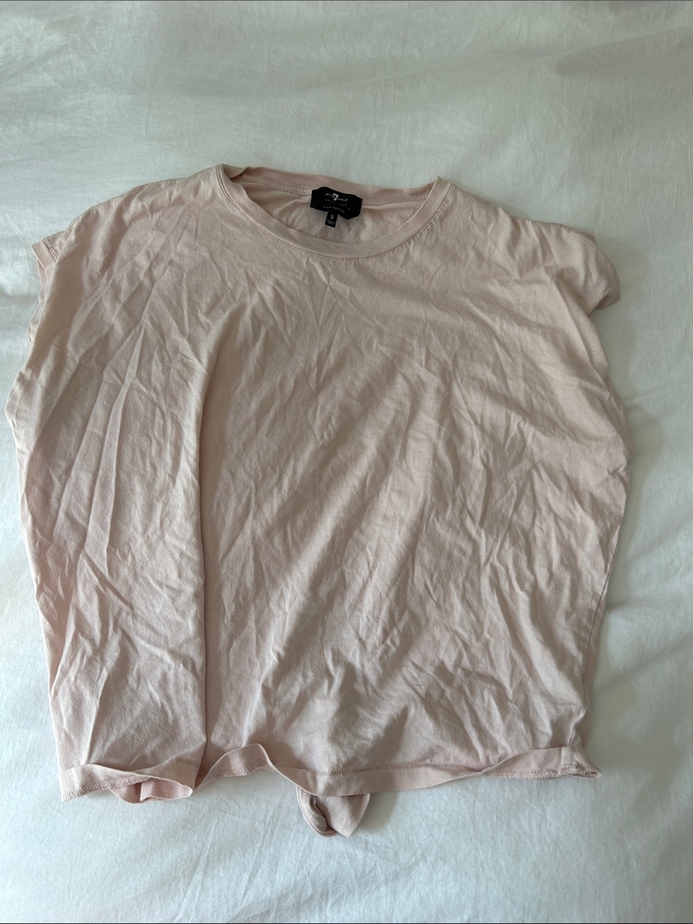 7 for all mankind Light Pink Tie-Front Short Sleeve Tee